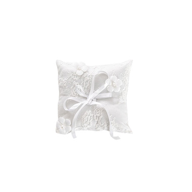 Wedding Ring Pillows - Wedding Ring Pillow Lace White (15x15cmH)