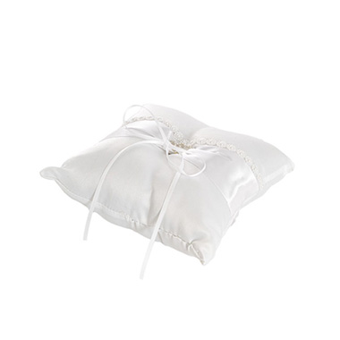 Wedding Ring Pillow Pearl & Diamante White (20x20cmH)