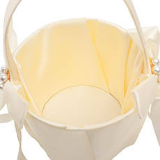 Flower Girl Basket with Brooch Cream (11.5cmDx22cmH)