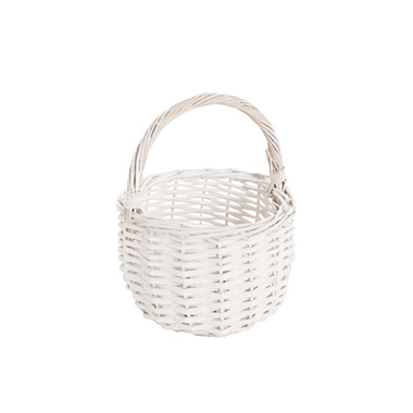 Flower Girl Basket - Willow Flower Girl Basket Cream White (18cmDx24cmH)