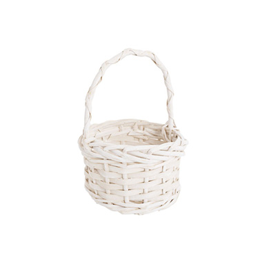 Flower Girl Basket - Willow Oval Flower Girl Basket White (15cmDx24cmH)