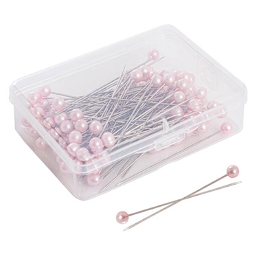Bridal Bouquet Pins - Pearl Pins Round Head Bulk 100 Pack Soft Pink (6mmx6.5cmH)