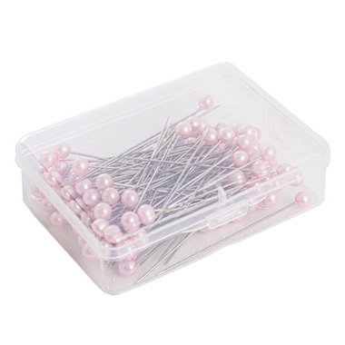 Pearl Pins Round Head Bulk 100 Pack Soft Pink (6mmx6.5cmH)