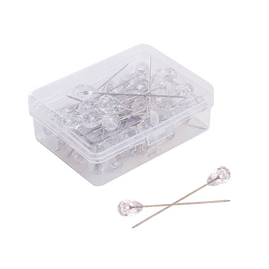 Bridal Bouquet Pins - Diamond Crystal Head Pins Pack 50 Clear (8mmx5.2cmH)