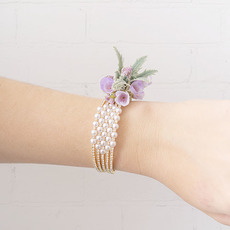 Corsage Wrist Bracelet Pearl & Diamante Gold (5.5cmDx2cmH)