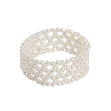Corsage Wristlet - Pearl Criss Cross Corsage Wrist Bracelet Cream (8cmLx3cmH)