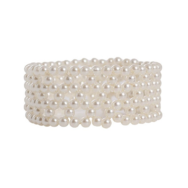Pearl Criss Cross Corsage Wrist Bracelet Cream (8cmLx3cmH)
