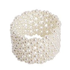 Corsage Wristlet - Pearl Criss Cross Corsage Bracelet Large Cream (8cmLx3.5cmH)