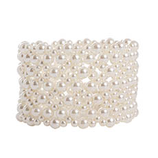 Pearl Criss Cross Corsage Bracelet Large Cream (8cmLx3.5cmH)