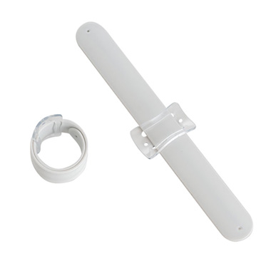  - Corsage Wrist Bracelet Pack 2 Slap Snap White (21cmLx2.5cmH)