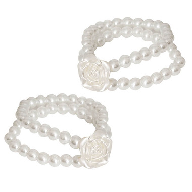 FA Wed - Corsage Wristlet - Rose Corsage Wrist Bracelet Pack 2 White (9cmL)