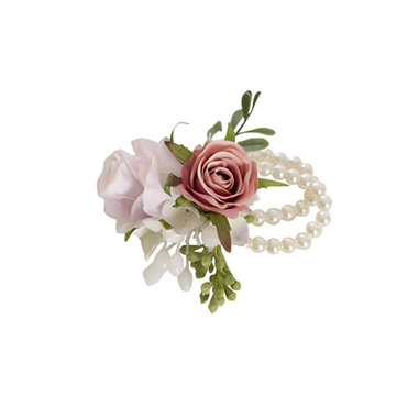 Artificial Rose Hydrangea Pearl Bracelet Pack2 Lilac (12cmH)