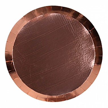 Paper Round Banquet Plate Metallic Rose Gold (26cm) Pack 10