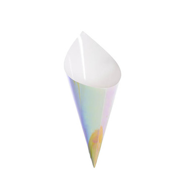 Party Tableware - Paper Snack & Confetti Cone Pack 10 Iridescent (9cmDx24cmH)