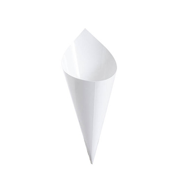Party Tableware - Paper Snack & Confetti Cone Pack 10 White (24cm x 9cm)