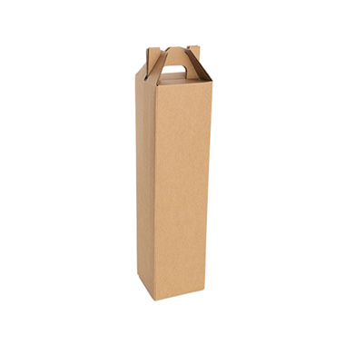 Wine Gift Boxes - Wine Box Gable Handle Single Bottle Kraft (9x9x39.5cmH)