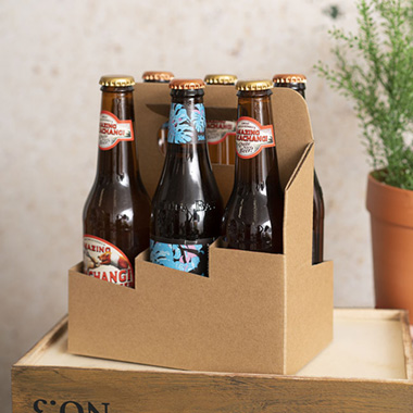 Beer Caddy Holder 6 Bottles Kraft Brown (18x12x22cmH)