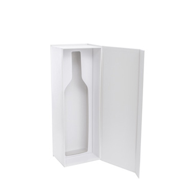 Wine Box Magnetic Lid Ribbed White (11x9x33.5cmH)