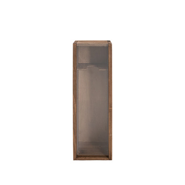 Wooden Wine Box Clear Perspex Lid Brown (36.5x11.5x11.5cmH)
