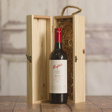 Wooden Wine Box Hinged Lid Natural (36.5x11.5x11.5cmH)