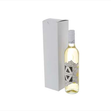 Wine Box Flat Pack Single Bottle Kraft White (89x89x343mmH)