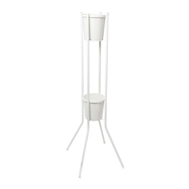  - Flower Display Stand Double Bucket 115cmH White
