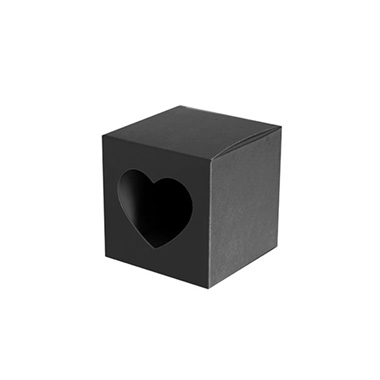 Wedding Favour Boxes - Bomboniere Heart Box Pearl Black Pack 20 (70x70x70mmH)