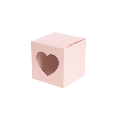 Wedding Favour Boxes - Bomboniere Heart Box Pearl Baby Pink Pack 20 (70x70x70mmH)
