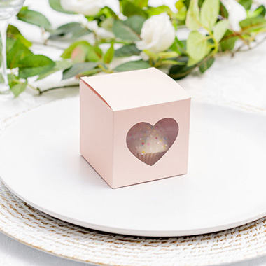 Bomboniere Heart Box Pearl Baby Pink Pack 20 (70x70x70mmH)