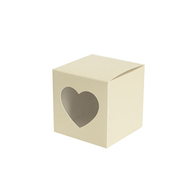 Wedding & Party Favour Boxes - Bomboniere Chocolate Heart Box Cream Pack 20 (70x70x70mmH)