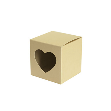 Wedding Favour Boxes - Bomboniere Heart Box Pearl Gold Pack 20 (70x70x70mmH)