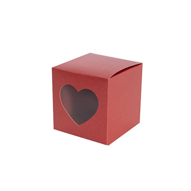 Wedding & Party Favour Boxes - Bomboniere Chocolate Heart Box Red Pack 20 (70x70x70mmH)