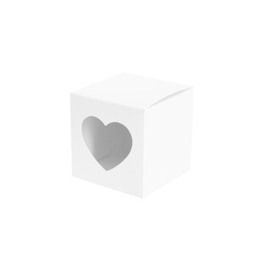 Wedding Favour Boxes - Bomboniere Heart Box Pearl White Pack 20 (70x70x70mmH)