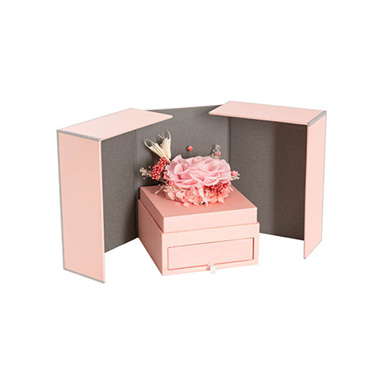 Dried & Preserved Roses - Preserved Rose Jewellery Box Soft Pink (13.5x17.5cmH)
