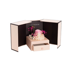 Dried & Preserved Roses - Preserved Rose & Eiffel Jewellery Box Pink (17.5x13cmH)