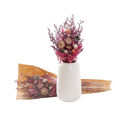 Dried Flower Arrangements - Preserved Dried Mixed Flower Arrangement Hot Pink (55cmH)