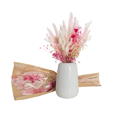 Other Dried & Preserved Flowers - Preserved Dried Mixed Flower Arrangement Soft Pink (55cmH)