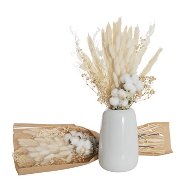 Other Dried & Preserved Flowers - Preserved Dried Mixed Flower Arrangement White (55cmH)