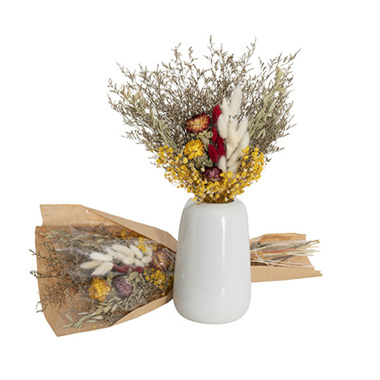 Other Dried & Preserved Flowers - Preserved Dried Mixed Flower Arrangement Yellow (55cmH)