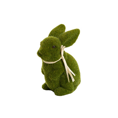 Artificial Flocked Slouching Rabbit Moss Green (23cmH)