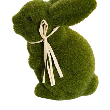 Artificial Flocked Slouching Rabbit Moss Green (23cmH)