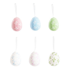 Easter Decoration & Decor - Bow Print Hanging Easter Eggs Pack 12 Assorted (6cmH)