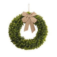 Easter Wreaths & Garlands - Boxwood Wreath with Jute Bow Green (48cmD)