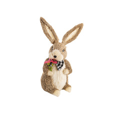 Easter Decoration & Decor - Bunny with Bow & Flower Natural Brown (28cmH)