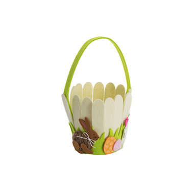 Easter Decoration & Decor - Easter Basket Felt Bunnies and Eggs Pack 2 (14cmH)