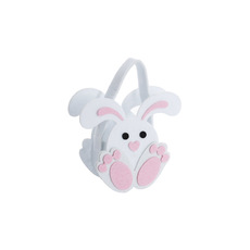Easter Decoration & Decor - Easter Basket Felt Bunny Rabbit White Pink Pack 2 (14cmH)