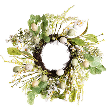 Easter Wreaths & Garlands - Eucalyptus & Easter Egg Wreath Green (50cmD)