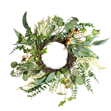 Artificial Wreaths - Eucalyptus & Gumnut Wreath Green (50cmD)