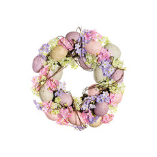 Easter Wreaths & Garlands - Pastel Easter Egg & Flower Rattan Wreath (31cmD)