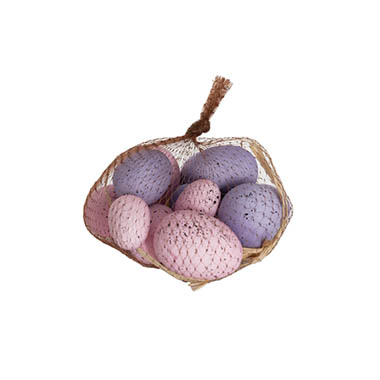 Easter Decoration & Decor - Speckled Easter Eggs in Bag Pack 12 Pink & Purple Mixed Size